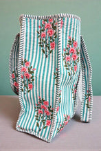 Load image into Gallery viewer, Cottage Garden Blue Striped Tote Bag
