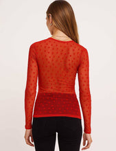 Load image into Gallery viewer, Women Heart See Through Long Sleeves Mesh Blouse: White
