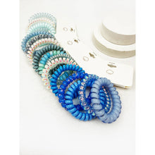 Load image into Gallery viewer, Blue Tone Multi Design Spiral Hair Ties: MIX COLOR / ONE(12)
