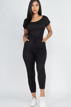 Load image into Gallery viewer, Black Drawstring Jumpsuit
