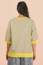 Load image into Gallery viewer, NT12481-Oversized Stripe Casual Knit Top: BLACK/CREAM / S-M-L/2-2-2
