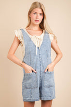 Load image into Gallery viewer, Washed Denim Casual Romper: SAGE
