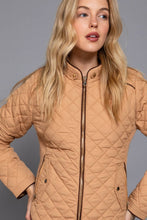 Load image into Gallery viewer, Suede Piping Detail Rib Quilted Padding Jacket : TAUPE
