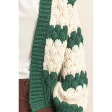 Load image into Gallery viewer, Oversized Scallop Pattern Knit Cardigan: D.GREEN
