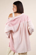 Load image into Gallery viewer, Mineral Washed Oversized Gauze Shacket Jacket: CORAL
