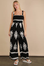 Load image into Gallery viewer, Boho Printed Smocking Detail Jumpsuit: TAUPE
