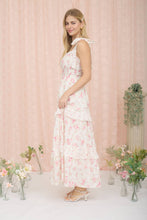 Load image into Gallery viewer, FLORAL SWEETHEART SMOCKED RUFFLE DETAIL MIDI DRESS: YELLOW MULTI

