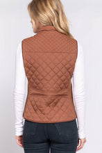 Load image into Gallery viewer, Suede Piping Detail Rib Quilted Padding Vest: OLV-olive oil / S
