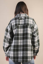 Load image into Gallery viewer, Oversized Checkered Casual Shacket Jacket: OLIVE MIX
