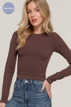 Load image into Gallery viewer, Long Sleeve Crew Neck Rib Seamless Top: HGY-grey marl / M/L
