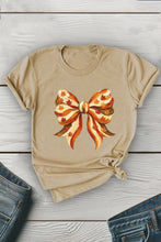 Load image into Gallery viewer, Autumn Fall Bow Paintstroke Like Unisex Round Neck Tee: Heather Grey / L / Graphic T-Shirt
