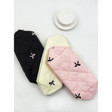Load image into Gallery viewer, Embossed Cloth with Bow Embroidery Cosmetic Bag: Pink, Black, Or White
