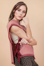 Load image into Gallery viewer, Side Tie Detail Knit Sweater Vest Top: OATMEAL
