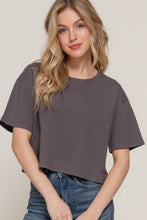 Load image into Gallery viewer, Short Sleeve Crew Neck Oversize Crop Cotton Knit Tee: RED-red / S

