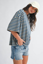 Load image into Gallery viewer, Oversized Stripe Boyfriend Tee: Tan / Contemporary
