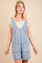 Load image into Gallery viewer, Washed Denim Casual Romper: SAGE
