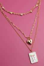 Load image into Gallery viewer, SQUARE BOW EPOXY CHARM LAYERED NECKLACE | GOLD
