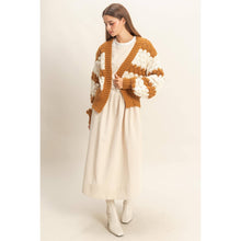 Load image into Gallery viewer, Oversized Scallop Pattern Knit Cardigan: D.GREEN
