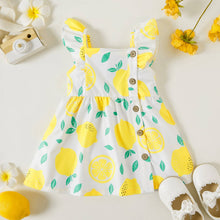Load image into Gallery viewer, Single-Piece Baby Girl Plaid and Lemon Fruit-Themed Dress: Pale Yellow / 18-24 Months
