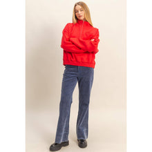 Load image into Gallery viewer, Comfy Half Zip Fleece Sweatshirt: TOMATO
