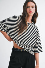 Load image into Gallery viewer, Oversized Stripe Boyfriend Tee: Tan / Contemporary
