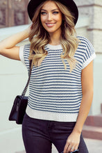 Load image into Gallery viewer, Stripe Ribbed Trim Loose Fit Knitted Sweater Vest: Red / M
