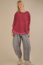Load image into Gallery viewer, Mineral Washed Elbow Patch Contrast Knit Top: MOCHA
