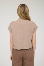 Load image into Gallery viewer, MOCK NECK POCKET DETAIL SHORT SLEEVE KNIT SWEATER: LIGHT TAUPE
