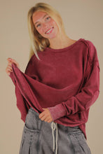 Load image into Gallery viewer, Mineral Washed Elbow Patch Contrast Knit Top: MOCHA
