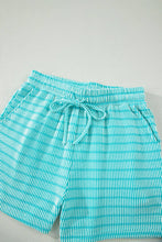 Load image into Gallery viewer, PRETTY BASH Stripe Corded Knit Tee &amp; Short Set: Sky Blue Stripe / XL
