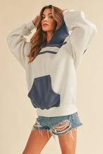 Load image into Gallery viewer, Lari Hooded Sweatshirt: White / Blue / Pullover
