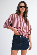 Load image into Gallery viewer, Oversized Stripe Boyfriend Tee: Tan / Contemporary
