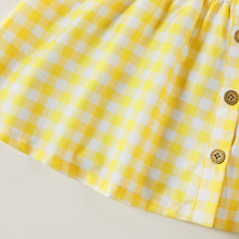 Load image into Gallery viewer, Single-Piece Baby Girl Plaid and Lemon Fruit-Themed Dress: Pale Yellow / 18-24 Months
