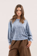 Load image into Gallery viewer, WASHED EXTENDED SHOULDER KNIT TOP: OATMEAL
