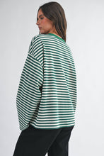 Load image into Gallery viewer, Oversized Stripe Long Sleeve Top: Chocolate / Contemporary
