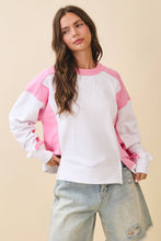 Load image into Gallery viewer, Colorblock Terry Pullover Sweatshirt: White Heather Gray / Contemporary
