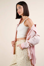 Load image into Gallery viewer, Mineral Washed Oversized Gauze Shacket Jacket: CORAL
