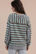 Load image into Gallery viewer, NT12310-Oversized Striped Half Button Down Casual Knit Top: YELLOW/BLUE / S-M-L/2-2-2

