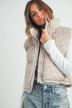 Load image into Gallery viewer, High Neck Floral Puffer Vest - BMJ7560: BLUSH / M
