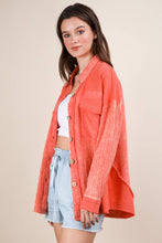 Load image into Gallery viewer, Mineral Washed Oversized Gauze Shacket Jacket: CORAL

