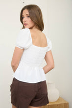 Load image into Gallery viewer, FRONT TIE DETAIL PUFF SLEEVE SMOCKED TOP: BUTTER YELLOW
