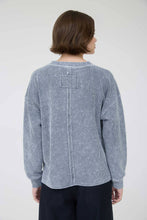 Load image into Gallery viewer, WASHED POCKET DETAIL LONG SLEEVE RIB KNIT TOP: CREAM
