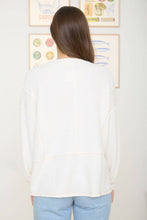 Load image into Gallery viewer, SPLIT NECK RAW EDGE LONG SLEEVE RIBBED KNIT TOP: LIGHT PINK
