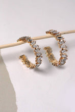 Load image into Gallery viewer, BAGUETTE RHINESTONE HOOP EARRINGS | GOLD
