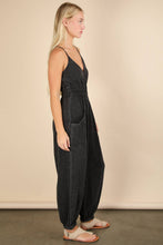 Load image into Gallery viewer, Mineral Washed Cotton Gauze Casual Jumpsuit: SAGE
