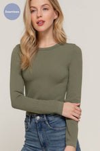 Load image into Gallery viewer, Long Sleeve Crew Neck Rib Seamless Top: TPE-latte taupe / S/M
