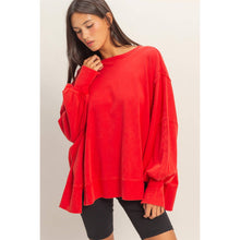 Load image into Gallery viewer, Oversized Seam Detail Long Sleeve Top: BLUE
