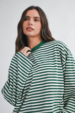Load image into Gallery viewer, Oversized Stripe Long Sleeve Top: Chocolate / Contemporary
