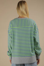 Load image into Gallery viewer, NT11927-Stripe Comfy Casual Oversized Knit Top: RED/CREAM / S-M-L/2-2-2
