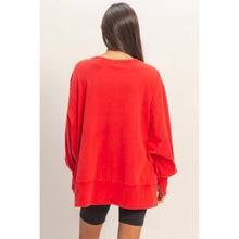Load image into Gallery viewer, Oversized Seam Detail Long Sleeve Top: BLUE
